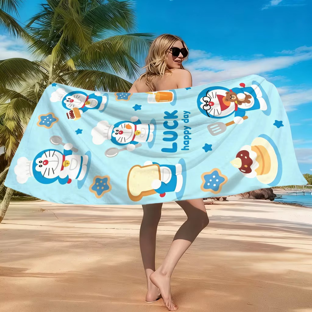 Pilates Yoga Towel - Toalha de praia Doraemon Purple Ghost