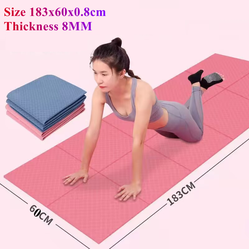 Pilates Yoga Matte - Dobrável portátil 183x60cm yoga fosco 8mm