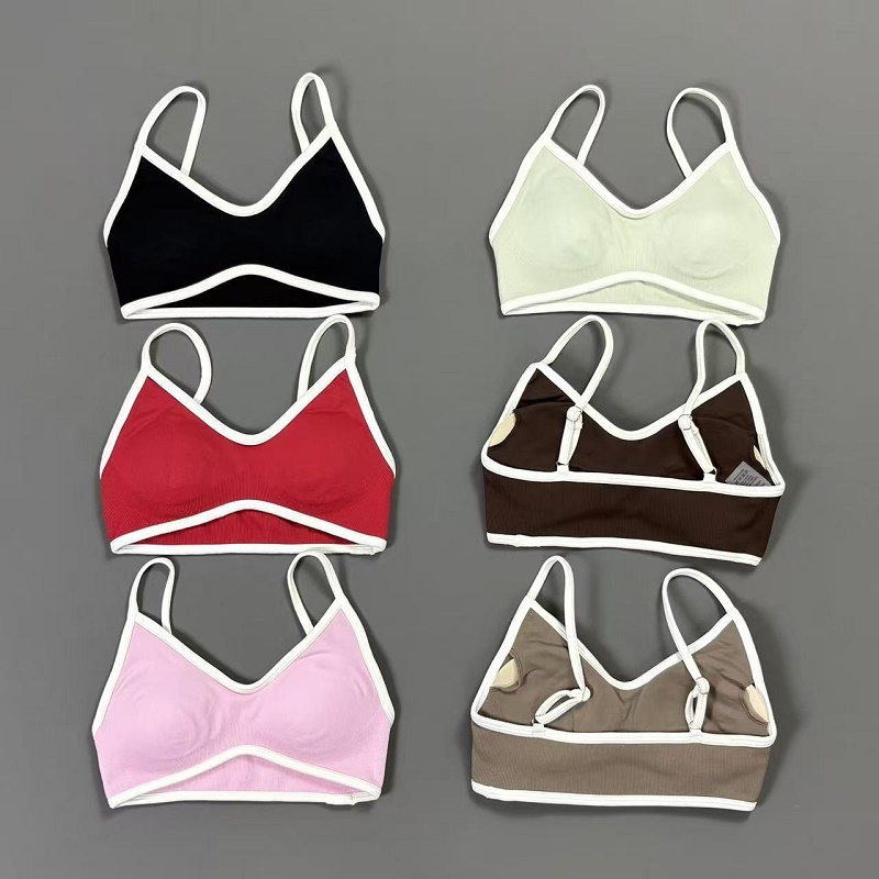 Yoga Strap Cotton - Sutiã Esportivo Feminino Contrastline com Decote