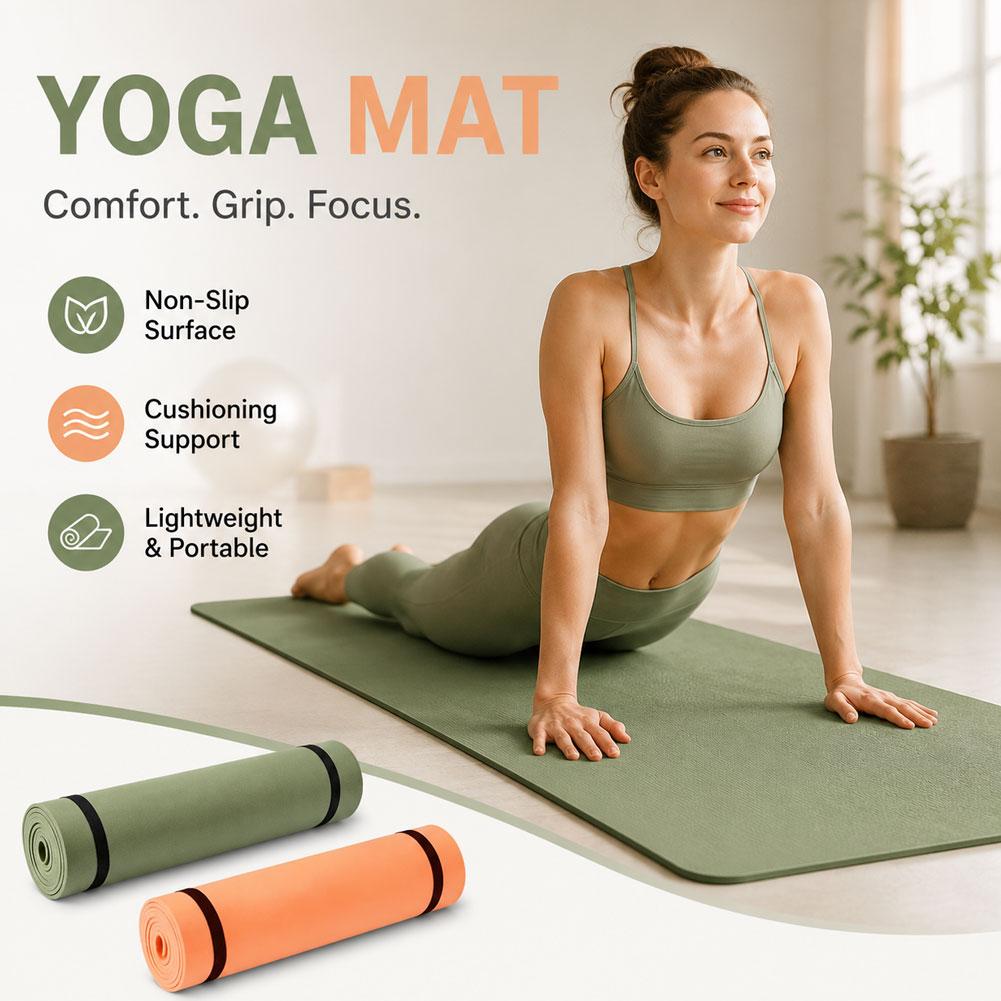 Pilates Yoga Matte - Tapete de ioga grosso antiderrapante, tapete