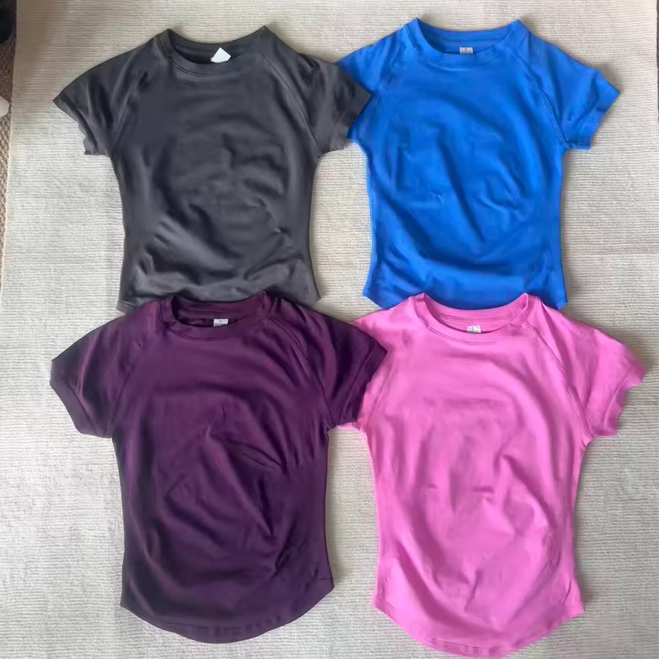 Yoga Strap Cotton - Camiseta Esportiva Feminina de Manga Curta