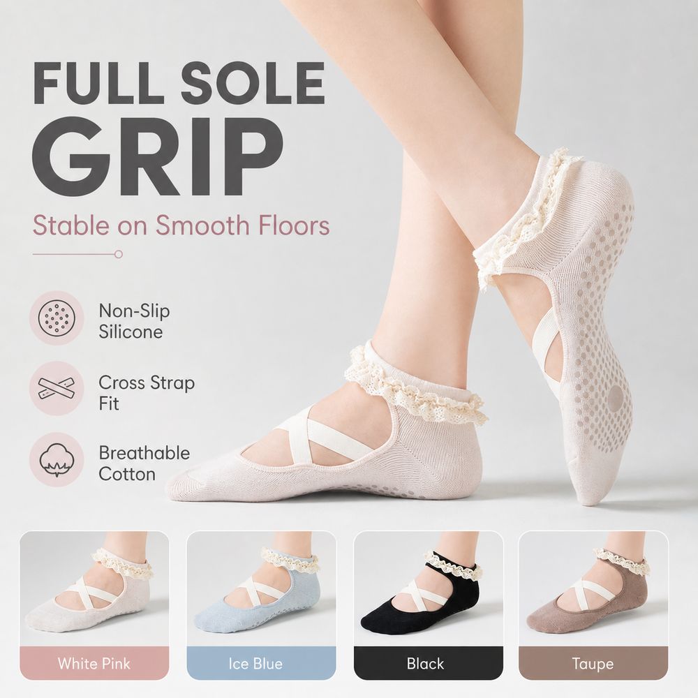 Pilates Ankle Strap - Novas meias antiderrapantes para yoga com