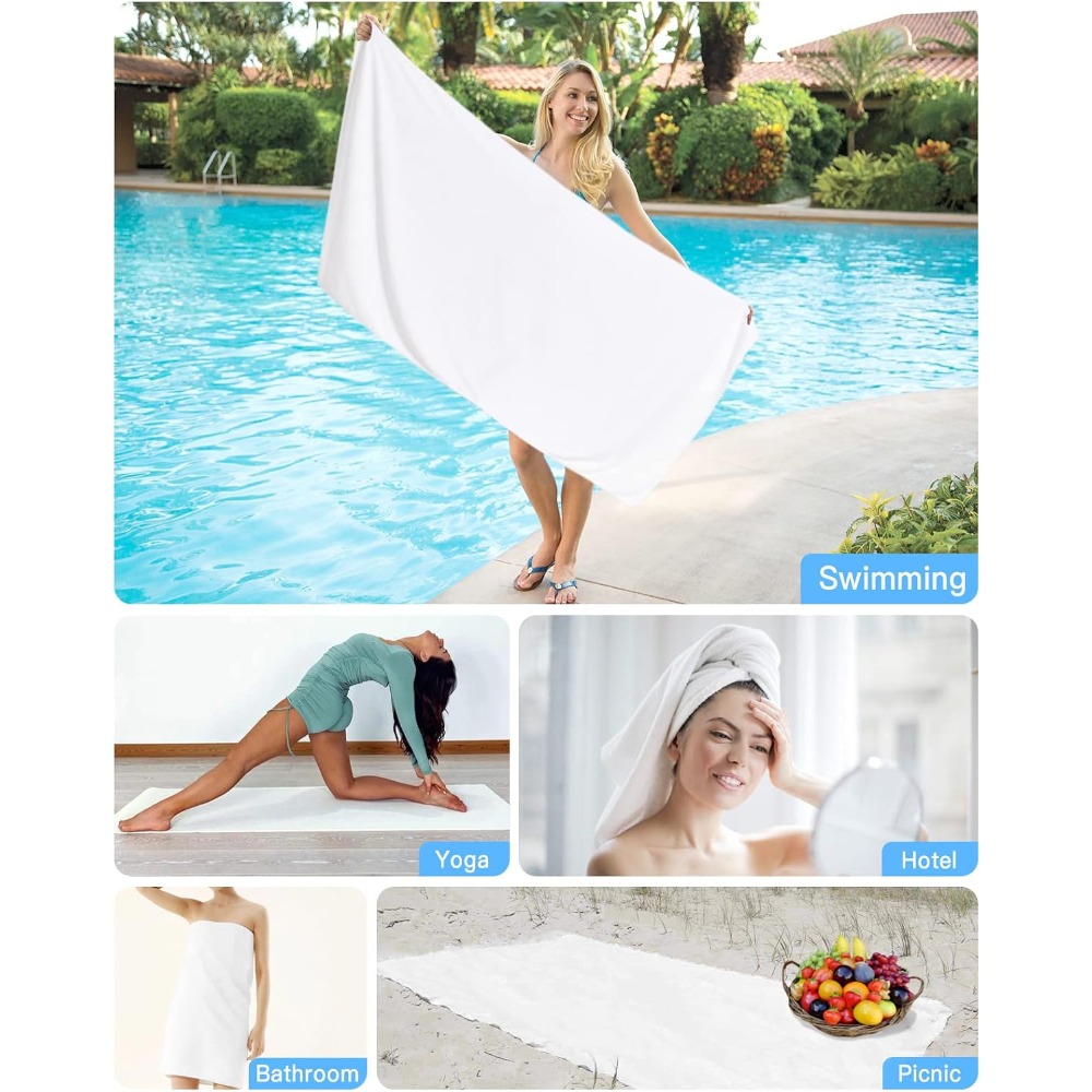 Toalha de Praia Branca Pura, L - Pilates Yoga Towel avaliação e preço