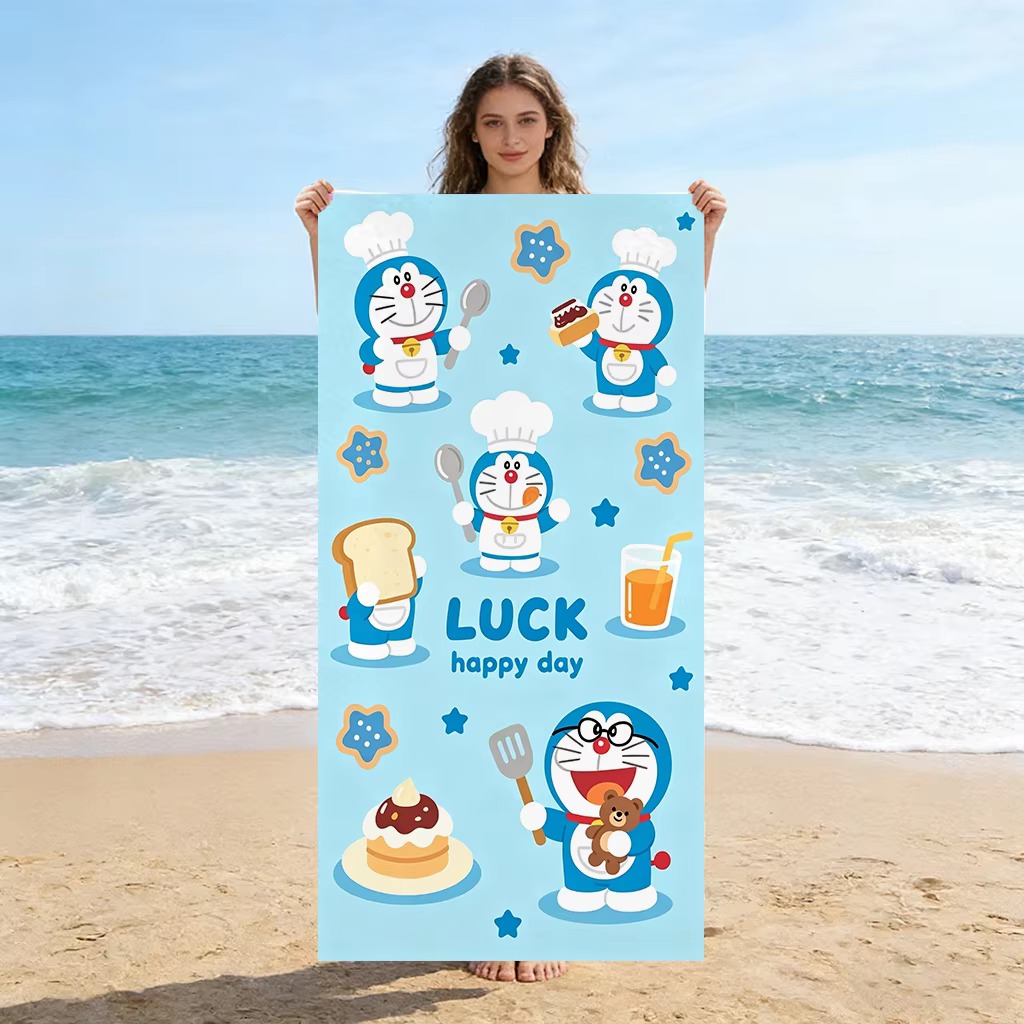 Toalha de praia Doraemon Purpl - Pilates Yoga Towel avaliação e preço