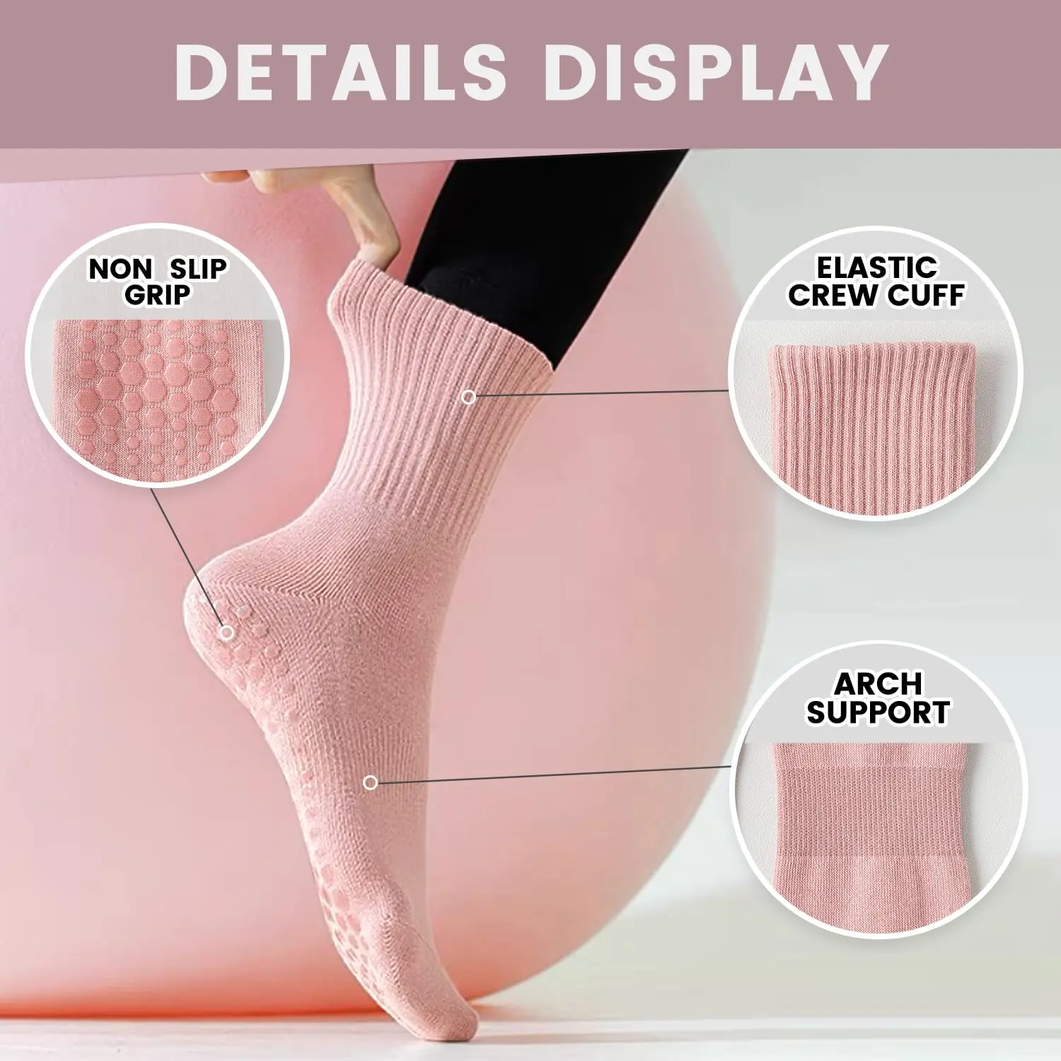 4 pares de meias femininas par - Pilates & Yoga Studio Alineacion avaliação e preço
